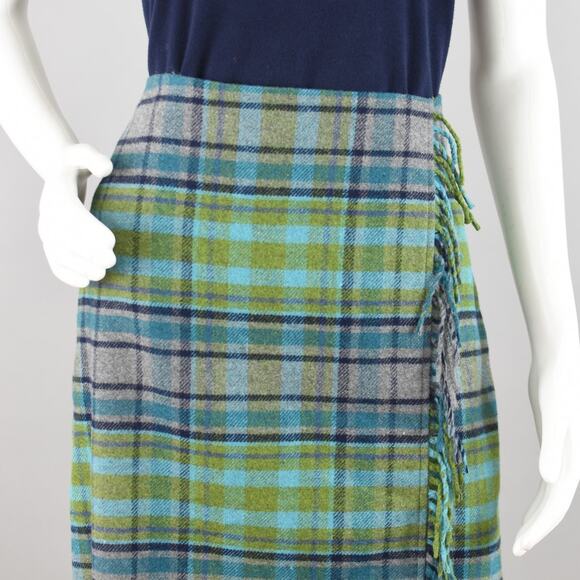 J. Jill Plaid Wrap Blanket Skirt with Fringe, NWT Women's Size 12 - Picture 2 of 10